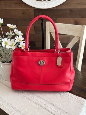 Coach Legacy Candace Red Leather Turnlock Satchel